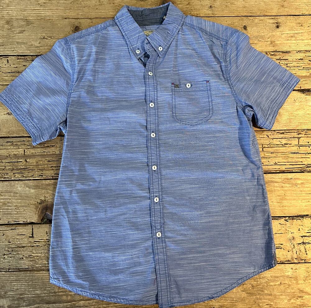 PX Los Angeles Mens Size M Blue Short Sleeve Button Up NWOT